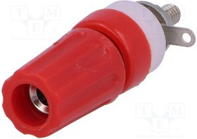 CL1506, Гнездо, "банан" 4мм, 15А, 250ВDC, L: 45мм, красный, никелированные