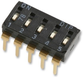 MCEIR-05, DIP / SIP переключатель, 5 схем(-а), Ползунок, Сквозное Отверстие, SPST, 24 В DC, 25 мА