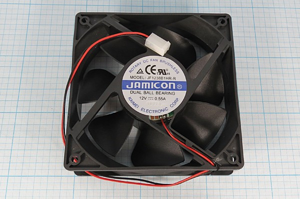 JF1238B1HR-C, (120*120*38 12V разъем), Вентилятор 12В DC, 2800об/мин., 3.85м3/мин, 120х120х38мм, подшипник качения JF1238B1HR-C, (120*120*38 12V разъем), Вентилятор 12В DC, 2800об/мин., 3.85м3/мин, 120х120х38мм, подшипник качения