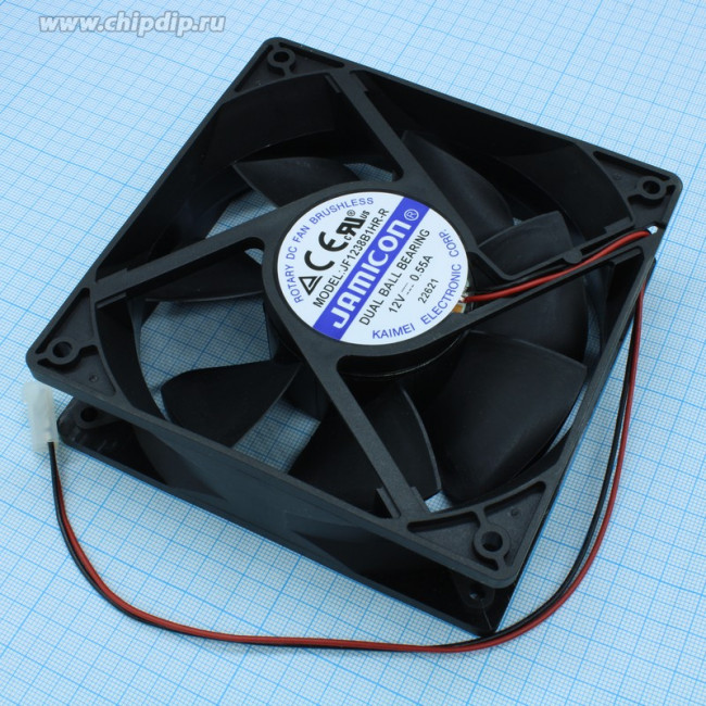 JF1238B1HR-C, (120*120*38 12V разъем), Вентилятор 12В DC, 2800об/мин., 3.85м3/мин, 120х120х38мм, подшипник качения JF1238B1HR-C, (120*120*38 12V разъем), Вентилятор 12В DC, 2800об/мин., 3.85м3/мин, 120х120х38мм, подшипник качения