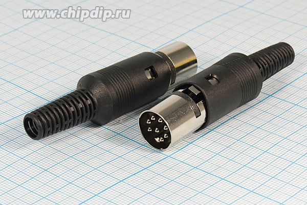 Штекер DIN, 8 контактов, на кабель; №1296 Z штек DIN\ 8P[45]\каб\пл хвост\\SZC-0251 8P\