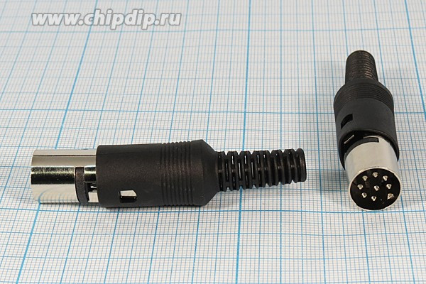 Штекер DIN, 8 контактов, на кабель; №1296 Z штек DIN\ 8P[45]\каб\пл хвост\\SZC-0251 8P\