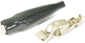 Зажим "Крокодил" с изолятором 45мм чёрный, 5А зажим L 45мм\ 5А\ \каб\изол чер\винт