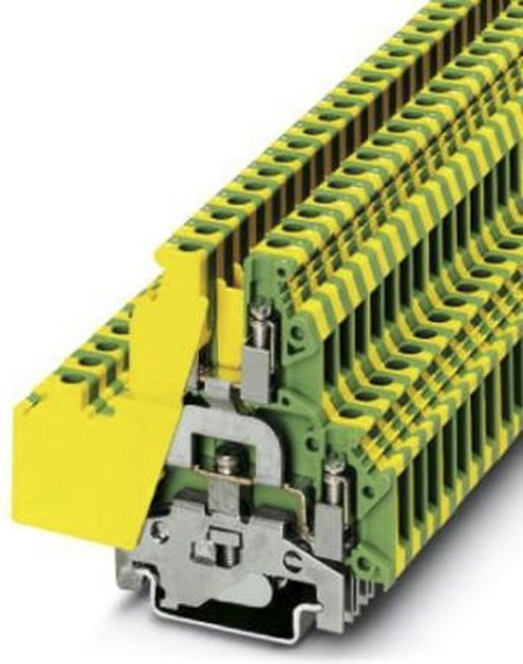 3007123, UKKB 5-PE Series Green/Yellow Fused DIN Rail Terminal, Double-Level, Screw Termination