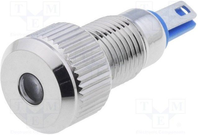 GQ8F-D/R/24, Индикат.лампа: LED, плоский, 24ВDC, Отв: d8мм, IP67, под пайку