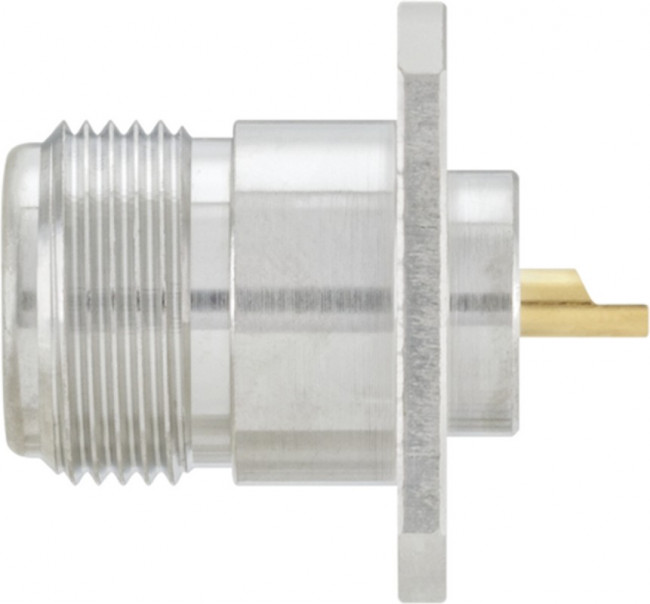 53K401-200N5, Device socket with flange, N-Type, Brass, Socket, Straight, 50Ohm, Solder Terminal