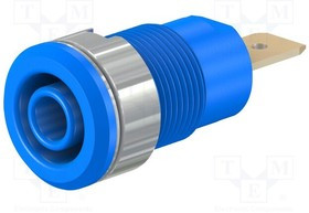 SLB4-F6.3-23, Гнездо, "банан" 4мм, 32А, 1кВ, Отв: d12,2мм, синий, позолота