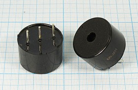 Зуммер пьезоэлектрический с генератором, размер 30x20, напряжение 3~16В, частота 3.5кГц, контакты 3P