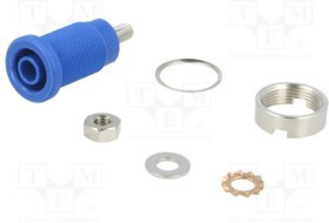 SEB 6445 NI / BL, Blue 4mm safety socket with thread