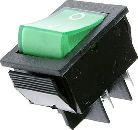 IRS-201-2C3 (зеленый), Переключатель с подсветкой ON-OFF (15A 250VAC) DPST 4P