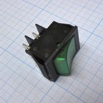 IRS-201-2C3 (зеленый), Переключатель с подсветкой ON-OFF (15A 250VAC) DPST 4P