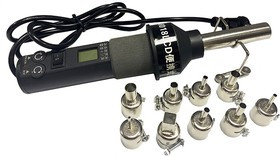 Термовоздушный фен цифровой GJ- 8018 LCD 450ВТ 220В + 4 насадки и подставка