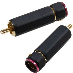 1-280G RED, штекер RCA металл цанга на кабель до 11мм красный "позолоченный"