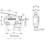 MK1KIM21, Микропереключатель 10А 250VAC с лапкой 1НО
