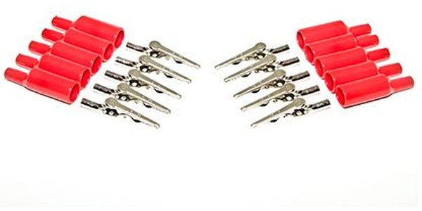 BU-P2240-2, Test Clips ALLIGATOR CLIP &amp; INSUL. RED 10PK