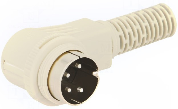 MAWI4100, Вилка, DIN, "папа", PIN: 4, Конф: 216°, угловой 90°, на провод, пайка