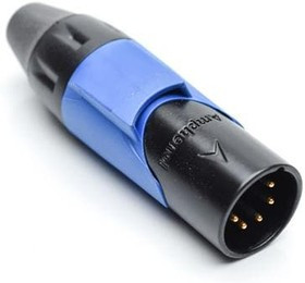 AX5MB6M-AU, XLR Connectors 5P PIN M PLUG BLKGLD W BLU MRK SLV