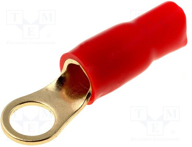 30.4700-62, Наконечник кольцевой, M8, 16мм2, позолота, изолированный, красный