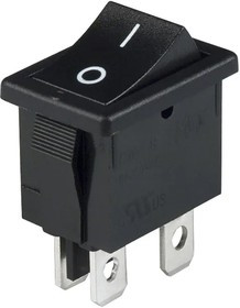 CWSB21AA2F, ROCKER; DPST; Pos: 2; ON-OFF; 6A/250VAC; black; none; Rcont max: 20m?
