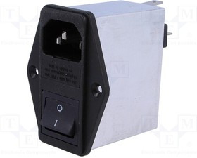 4304.4045, Разъем: питания AC, гнездо, "папа", 10А, 250ВAC, IEC 60320, 0,3мГн