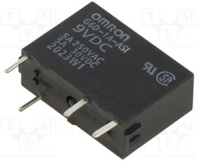 G6D-1A-ASI-DC9, Relay: electromagnetic; SPST-NO; Ucoil: 9VDC; 5A; 5A/250VAC; PCB G6D-1A-ASI-DC9, Relay: electromagnetic; SPST-NO; Ucoil: 9VDC; 5A; 5A/250VAC; PCB