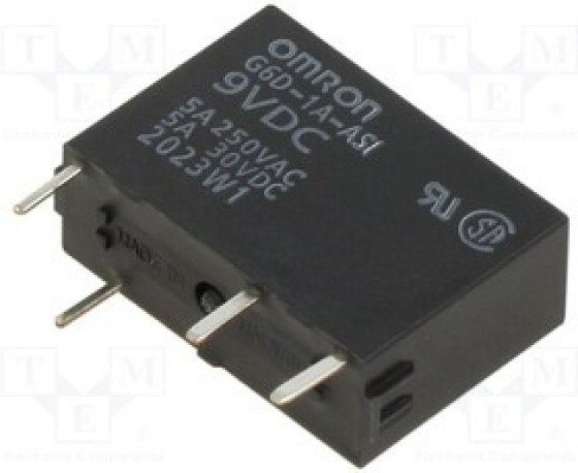 G6D-1A-ASI-DC9, Relay: electromagnetic; SPST-NO; Ucoil: 9VDC; 5A; 5A/250VAC; PCB