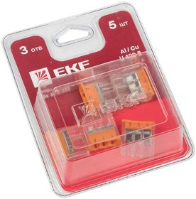 Клемма строительно-монтажная СМК 2273-243 3-проводная 0.5-2.5кв.мм с пастой (блист.5шт) PROxima EKF plc-smk-2273-243b