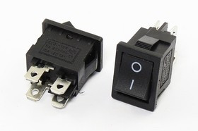 Переключатель клавишный, контакты 4T, 3А, ON-OFF, подсветка черная, MRS201-3B