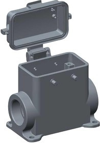 T1490100221-000, Heavy Duty Power Connectors Hood 9MM L 54MM H PG2x16 Side Entry