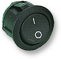 R13-112F-02-BB-3A, Клавишный переключатель, Выкл.-(Вкл.), SPST, Без Подсветки, Панель, Черный, Серия R13