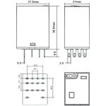Промежуточное реле; 4 перекидных контакта 6А ~ 24В AC RP434802405; блокируемая кнопка проверки + све