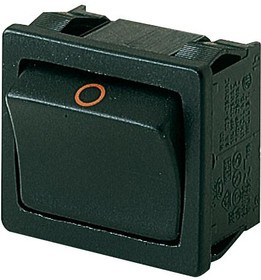 01802.1121-02, Клавишный переключатель, Вкл.-Выкл., DPST, Без Подсветки, Панель, Черный, 1800