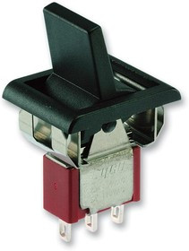 3-1571987-4, Клавишный переключатель, (Вкл.)-Выкл.-(Вкл.), DPDT, Без Подсветки, Панель, Черный, Gemini A