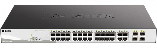 D-Link DGS-1210-28MP/F4A Настраиваемый L2 коммутатор с 24 портами 10/100/1000Base-T и 4 комбо-портами 100/1000Base-T/SFP (24 порта PoE 802.3
