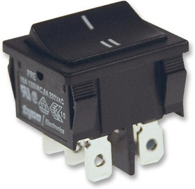 2-1634200-2, Клавишный переключатель, Вкл.-Выкл.-(Вкл.), DPDT, Без Подсветки, Панель, Черный, PRE