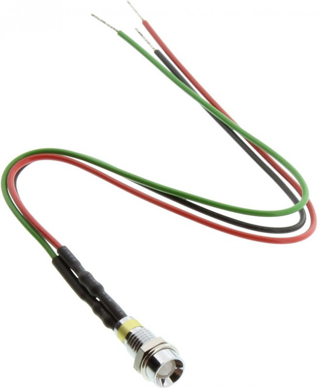 606-2415-130F, LED Panel Mount Indicators RED/GREEN DIFFUSED 12 VOLT