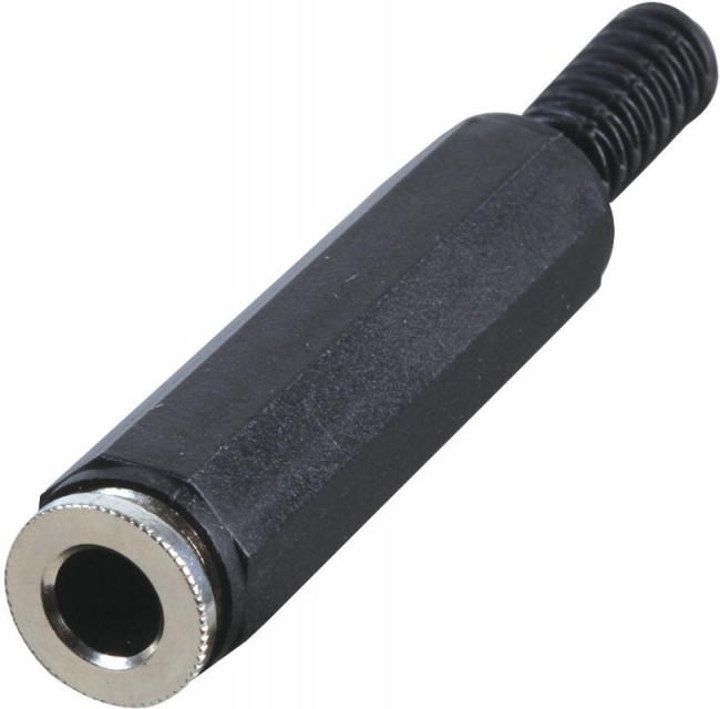 PSG08596, Телефонный аудио разъем, 3 контакт(-ов), Гнездо, 6.35 мм, Монтаж на Кабель, Корпус из Пластика