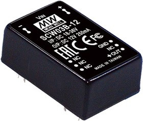 SCW03B-05, DC/DC преобразователь, 3Вт, вход 18-36В, выход 5В/600мА SCW03B-05, DC/DC преобразователь, 3Вт, вход 18-36В, выход 5В/600мА