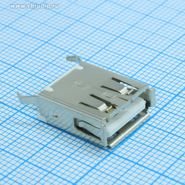 USBA-1JS (DS1095-10), Розетка на плату прямая, тип A (белая)