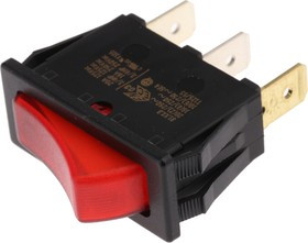 SX8111681G000000, Illuminated SPST, On-None-Off Rocker Switch Panel Mount