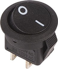 36-2510, Выключатель клавишный круглый 250V 3А (2с) ON-OFF черный Micro (RWB-105, SC-214)
