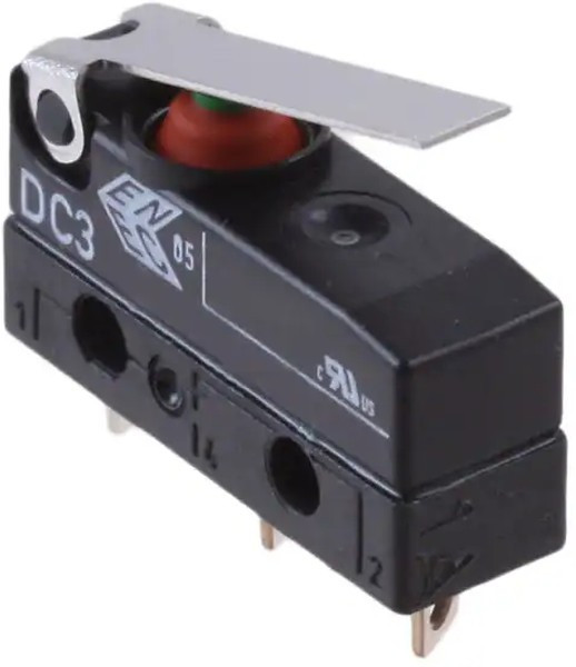 DC3C-A1LB, Микропереключатель, Мгновенного Действия, Прямой Рычаг, SPDT, Быстрое Соединение, Пайка, 100 мА DC3C-A1LB, Микропереключатель, Мгновенного Действия, Прямой Рычаг, SPDT, Быстрое Соединение, Пайка, 100 мА