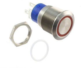 AV1921E312Q04, Pushbutton Switches AV19 DPL 3A MOVE RING LED RED 12V