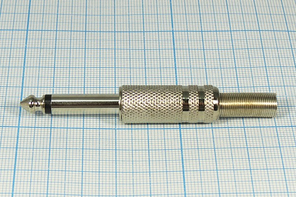 Штекер 6,3моно, 2C, на кабель , пружинный хвост; №1601 штек 6,3моно\2C\каб \пруж хвост\\