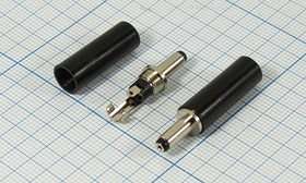 Разъем питания DC вилка, D3.8 d1.0 L9, 2C, на кабель, бакелит хвост, EP505A YIH