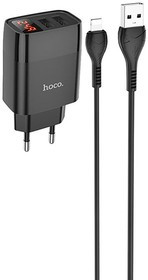 Блок питания (сетевой адаптер) HOCO C86A Illustrious 2xUSB, 2.4A с кабелем Lightning (1м) с дисплеем