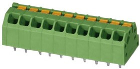 PCB terminal, 10 pole, pitch 3.5 mm, AWG 24-16, 16 A, spring-clamp connection, green, 1862013
