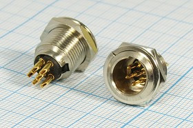 Разъем микрофонный miniXLR вилка, контакты 6P, монтаж на блок, B8.5, MC805-6P