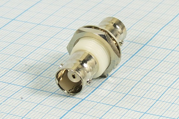 Высокочастотный переходник на панель гнездо BNC на гнездо BNC с изолирующими гайками; №9276 гн BNC-гн BNC\пан\изол гайк