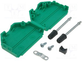 DPPK25-G-K, Корпус для разъемов D-Sub, прямой, UNC4-40, зеленый